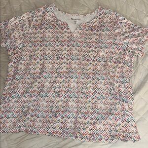 Roaman's Colorful Patterned Short Sleeve Top